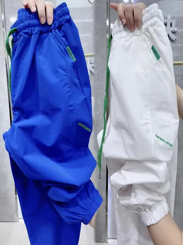 

Ice Silk Qui Dry Sports Pants Women's Summer Loose Nine Points Harlan Casual Pants Slimming Versatile Loose Fit Harlan Pants