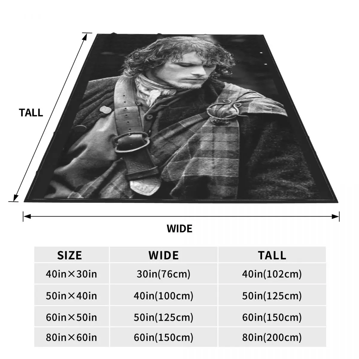 Jamie Fraser Outlander Blanket Television Camping Flannel Bedding Throws Warm Soft Couch Bed Design Bedspread Gift