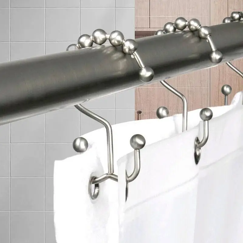 Shower Drape Rod Hooks Double Shower Rings Shower Hooks 12X Shower Rod Hooks Bathroom Hooks Rust Proof Shower Drape Rings