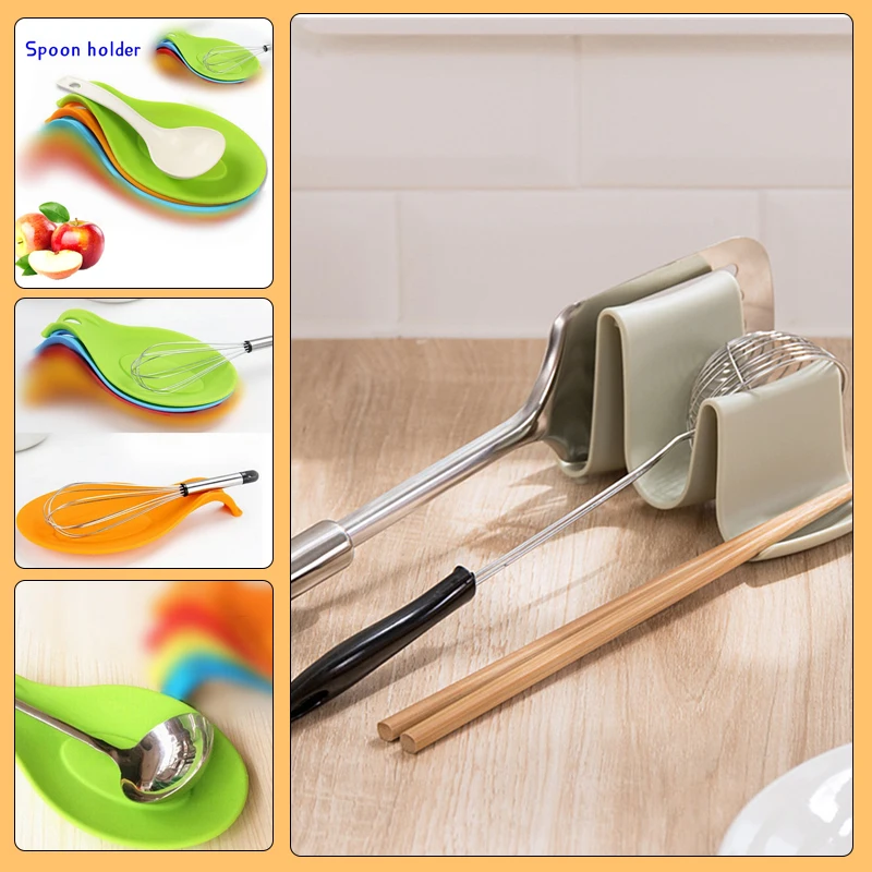 

1PCS Creative Simple Wave Pot Cover Rack Plastic Pot Shovel Rack Countertop Kitchen Rack Soup Spoon Chopsticks Storage Rack