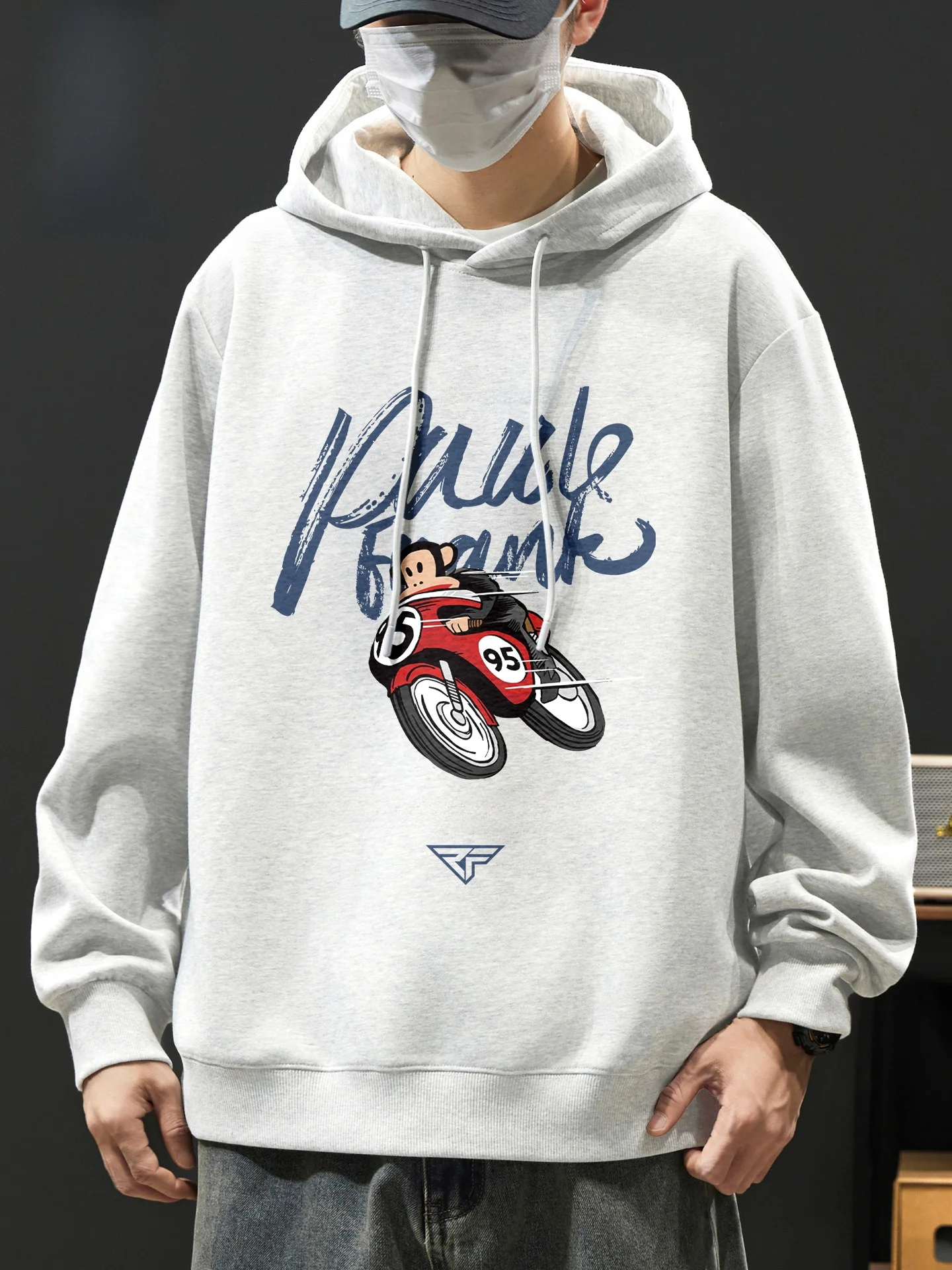 

Men's Hoodie ey American Trendy Fce Lined Thiened Autumn Winter Heavyweight Hooded Jaet Casual Wear