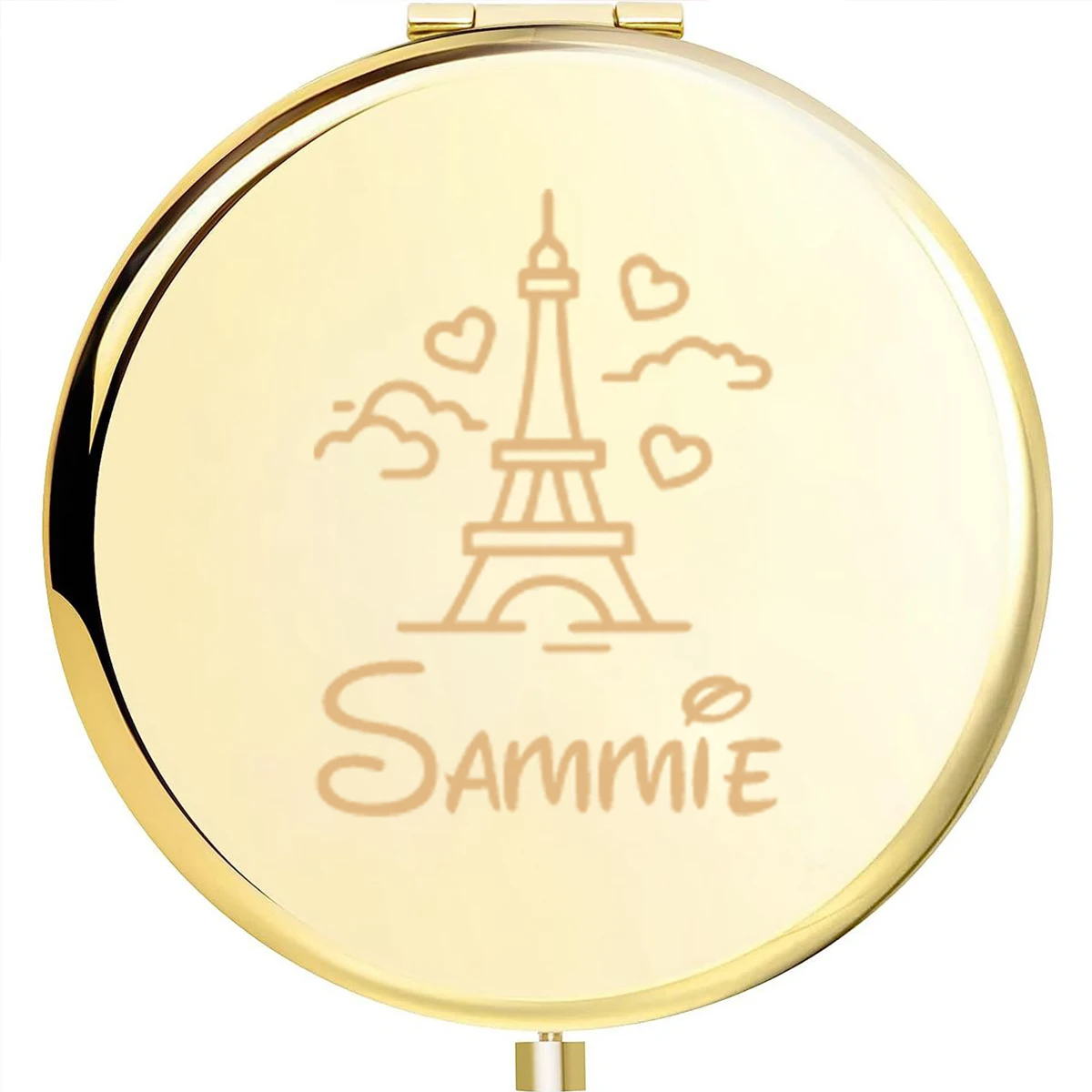 1pc Romantic Iron tower with love Custom Name Makeup Mirror Round Circle Mirror Folding Mirror Pocket Mirror Party Gift