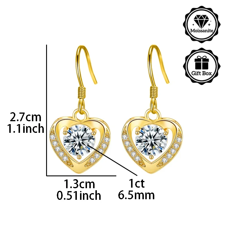 LAMVOICE / Hypoallergene Ohrringe mit 2-Karat-Moissanit-Weihnachtsgeschenk für hochwertigen Schmuck, Schmuck für Frauen