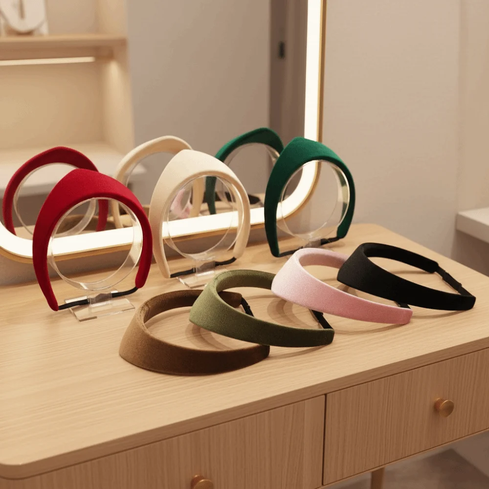 Elegant Velvet Crown Headband Unique Multiple Colors Smooth Texture Headwear Retro Style Soft Fabric European Hairband Women