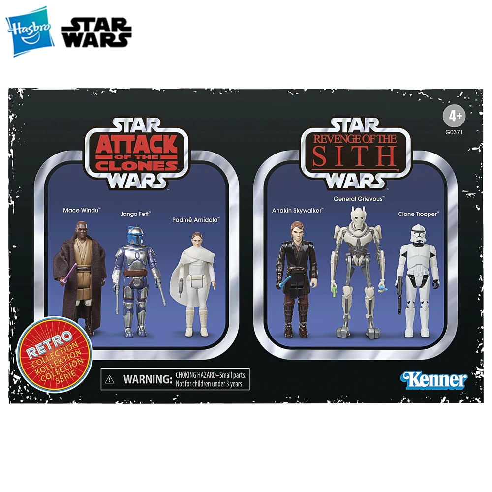 Hasbro STAR WARS Colección Retro Episodio II y Episodio III Multipack (Amidala, Jango Fett, Mace Windu, Anakin y etc.) Juguetes