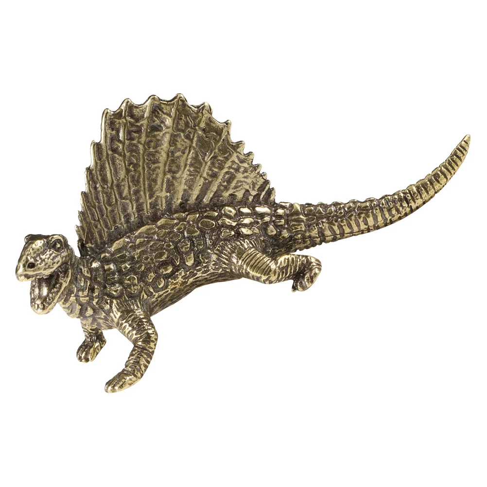 Micro Landscape Heterodontosaurus Statue Brass Dinosaur Vintage Desktop Decor For Home Office Hotel Restaurant