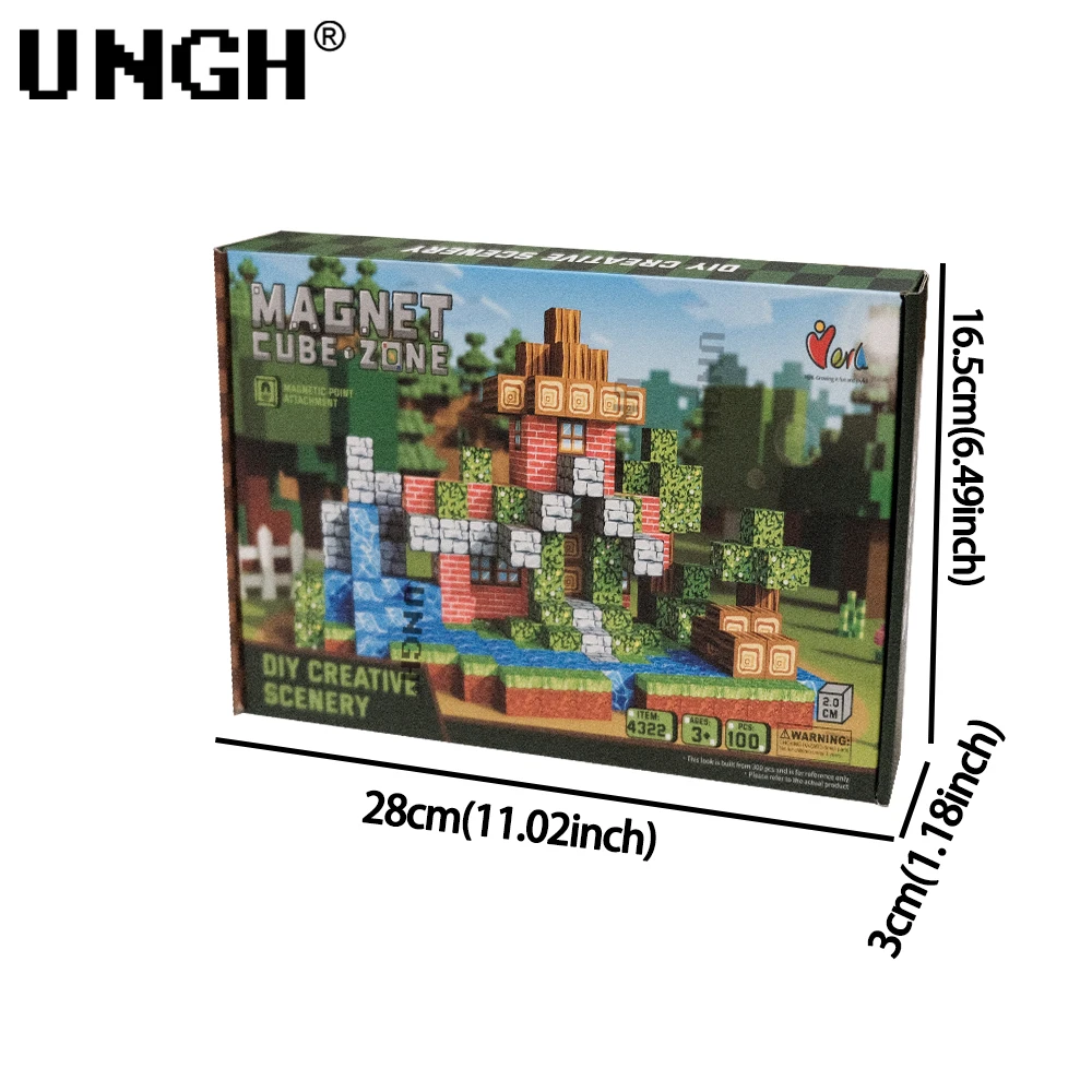 UNGH 100 قطعة كتلة مغناطيسية بنة مغناطيس لغز لعبة بناء مجموعة البناء الجذعية لتقوم بها بنفسك لعبة تعليمية الهدايا