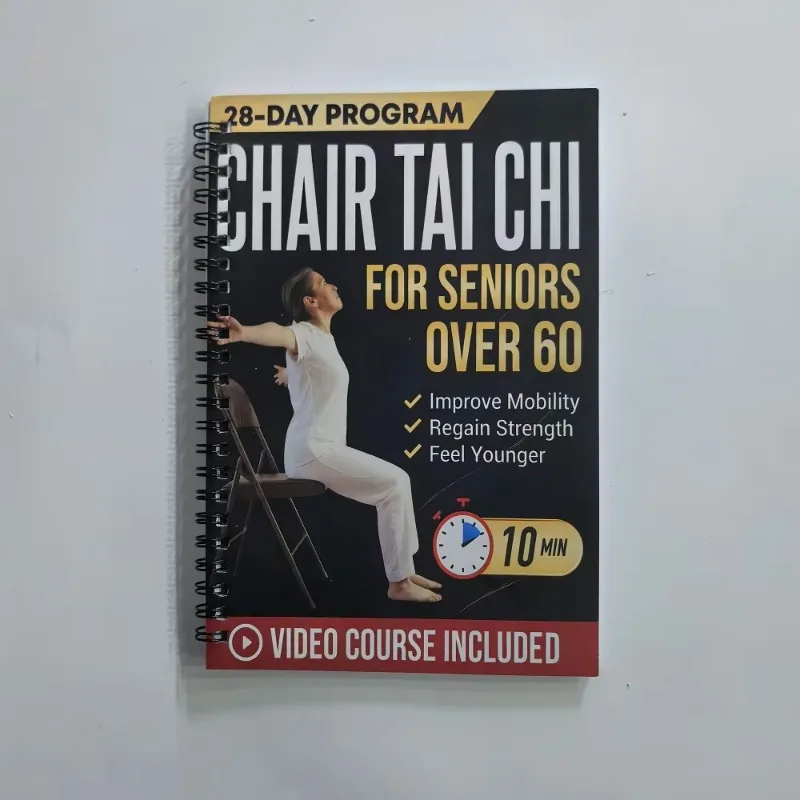 Chair Tai Chi For Seniors Over 60 English Book Spiral Bound 28-Day 10Min Workout Program Improve Mobility With Video Course Free