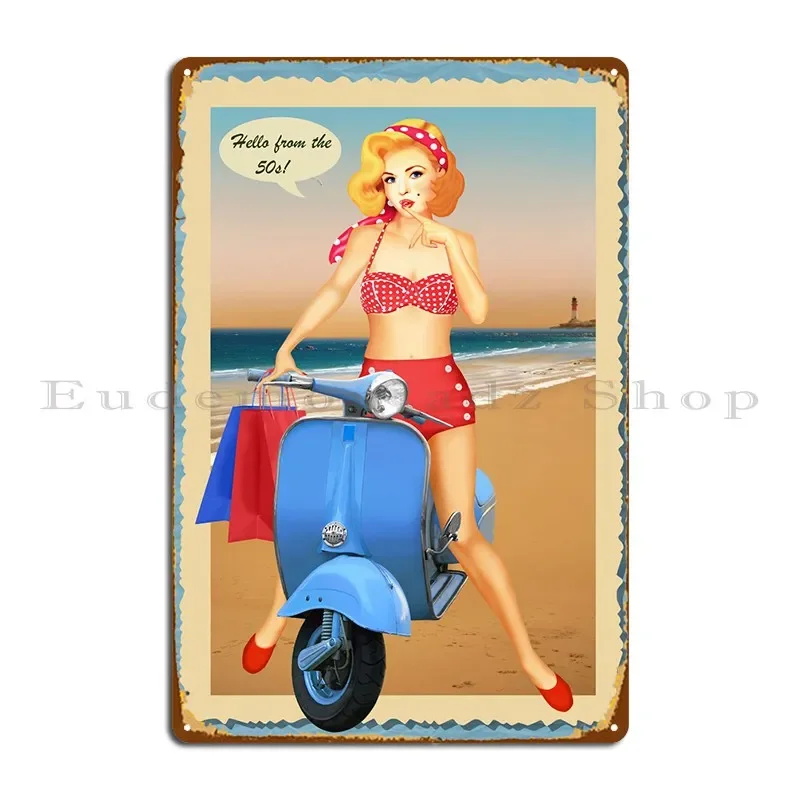 Cartel de Metal de chica Pin-Up Sexy en estilo Retro de los años 50, diseño de Club de Pub para el hogar, cartel de estaño de cueva de pared