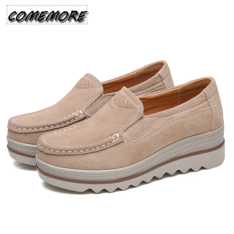 Spring Autumn Women Flat Platform Loafers Ladies Work Leather Comfort Soft Moccasins Nursing Casual Shoes Tennis Female  Fashion