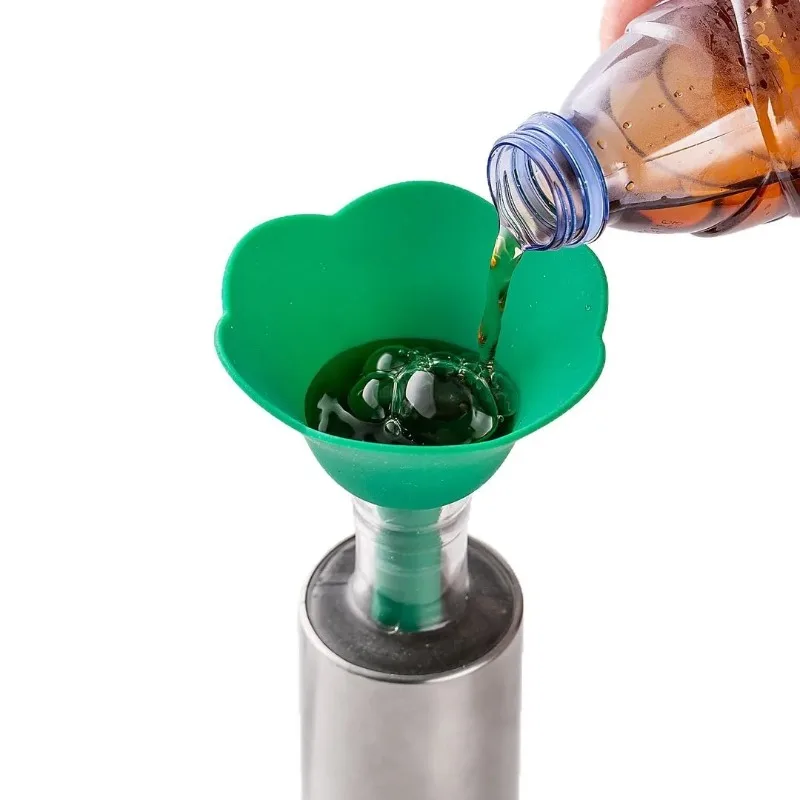 Creative flower funnel three-piece kitchen silicone oil funnel convenient liquid dispenser funnel