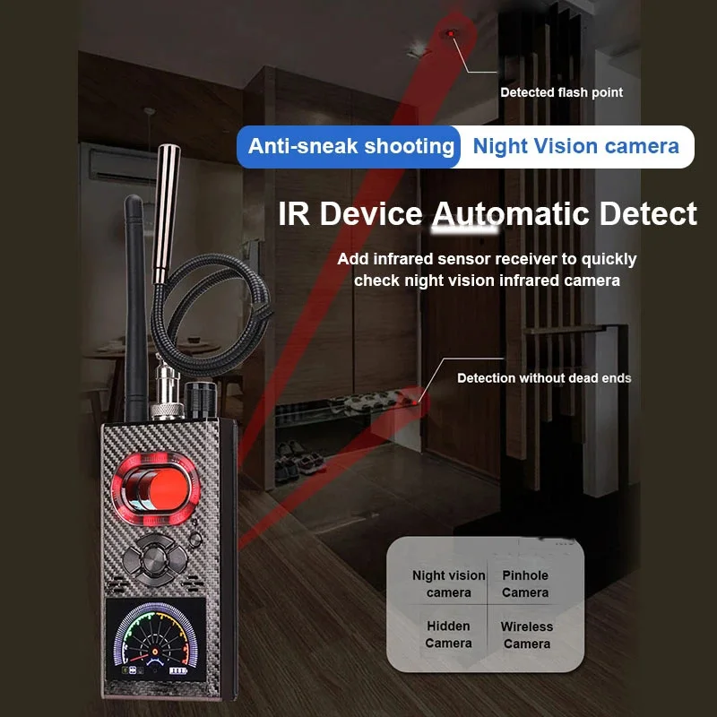 Últimas K99 Dispositivo Anti-espião Detectar Câmeras ocultas Sinais RF Câmeras sem fio Bugs Lens Rastreadores GPS Magnetic GSM Devices