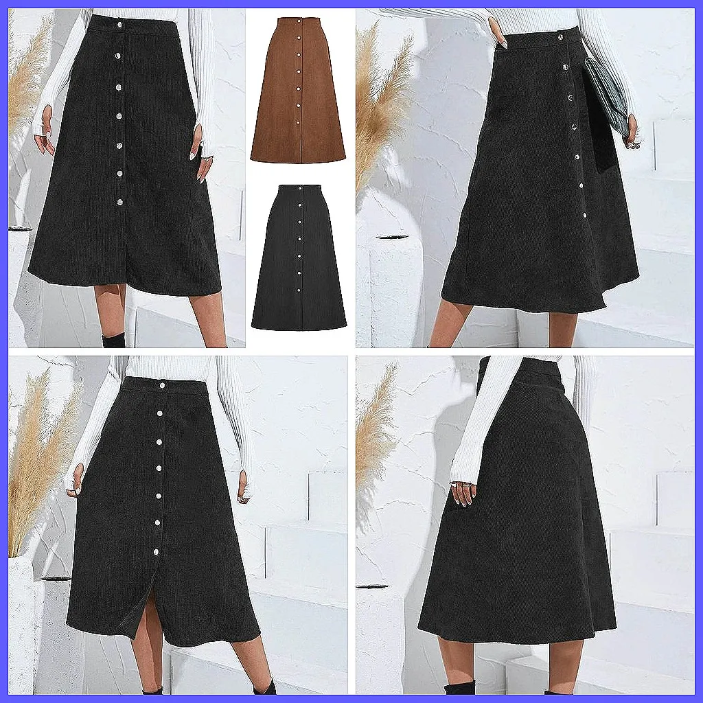 

Women's High Waist Corduroy Skirt, Winter Slim Fit Long Pencil Skirt with Quick-Dry Solid Design