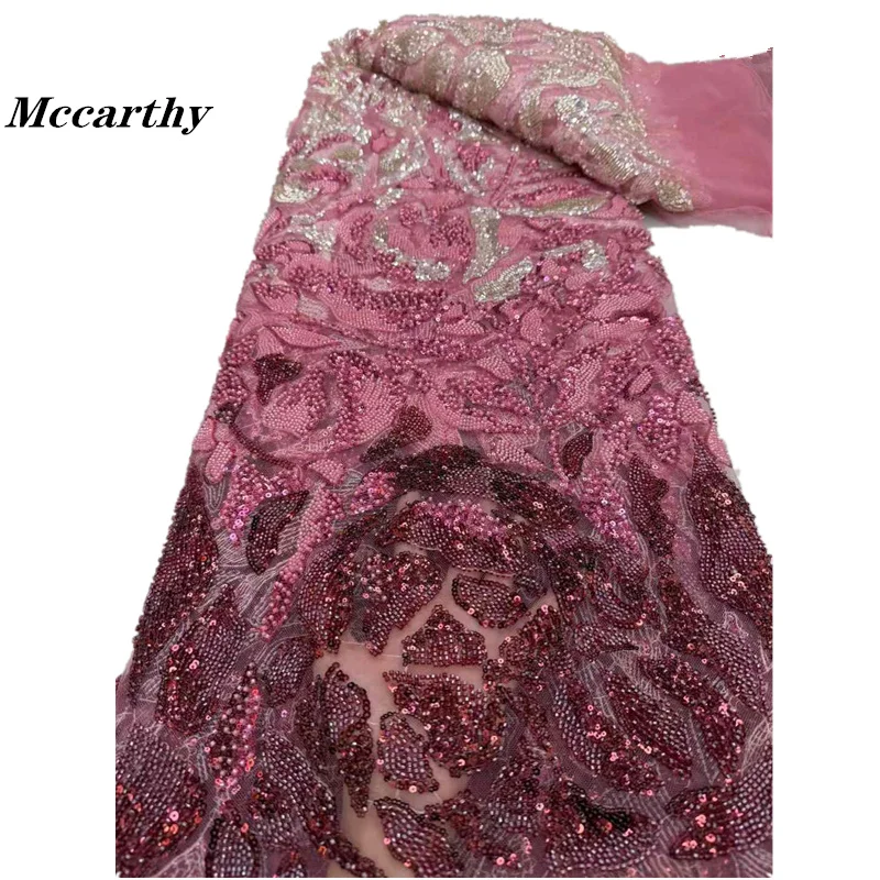 African Lace Fabric 2025 Sequins Beaded Embroidery Groom Nigerian Bridal High Quality French Tulle Lace Fabric For Wedding Party