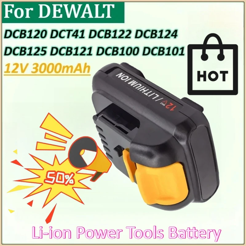 

New 10.8V/12V 3.0Ah Battery for DEWALT DCB101 DCB119 DCB120 DCB124 DCB125 DCT41 DCB122 DCB121 DCB100 Li-ion Power Tools Battery