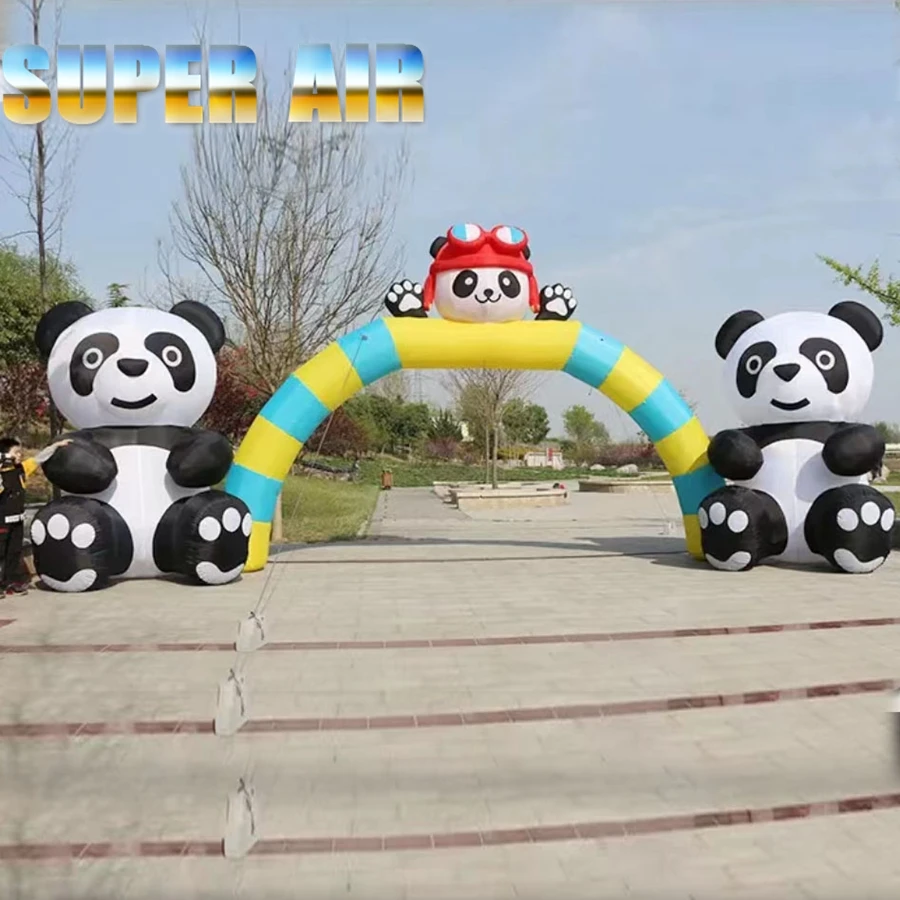 The top of the arch with Panda Arch on both sides of the panda inflatable arch cute outdoor theme arch