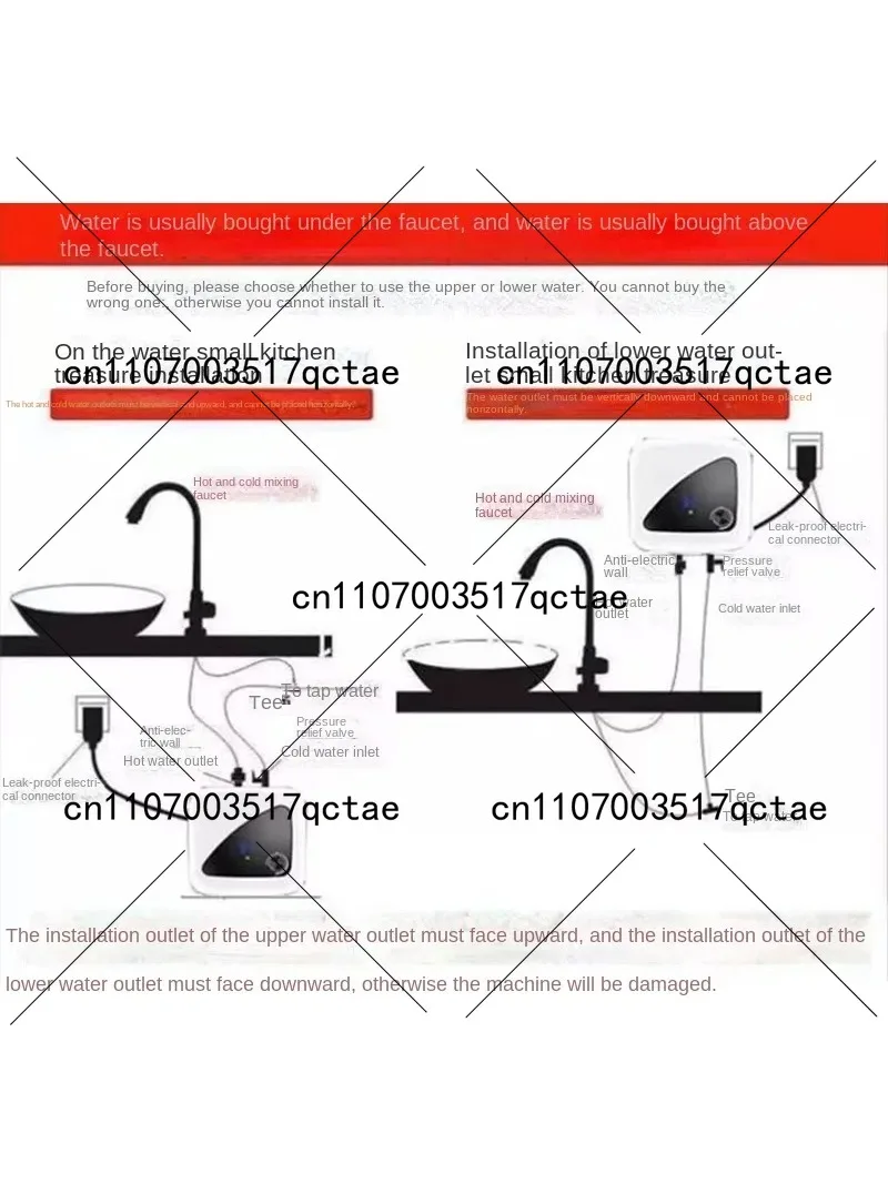 Stainless Steel 6L Electric Water Heater 1500W Fast Continuous Hot Water Supply Digital Display Storage Tank