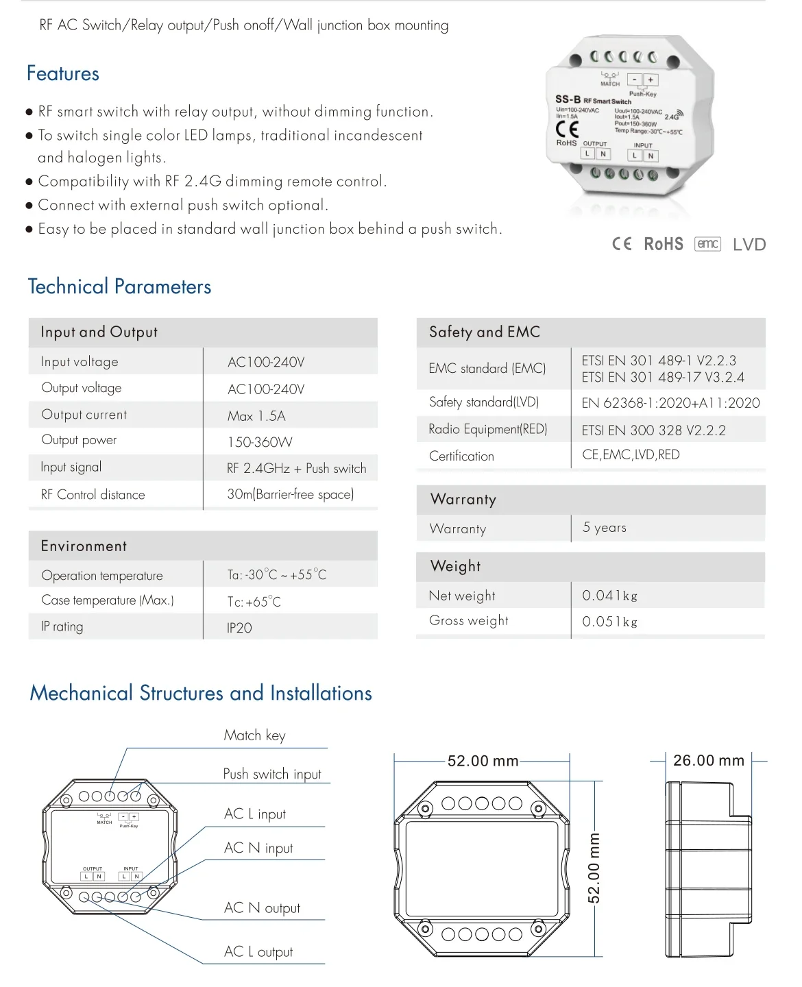 Imagem -05 - Interruptor Dimmer Inteligente com Wi-fi Zigbee rf Plus Push Switch App Tuya 1ch 1.5a 1.5a Ss-b 1.5a