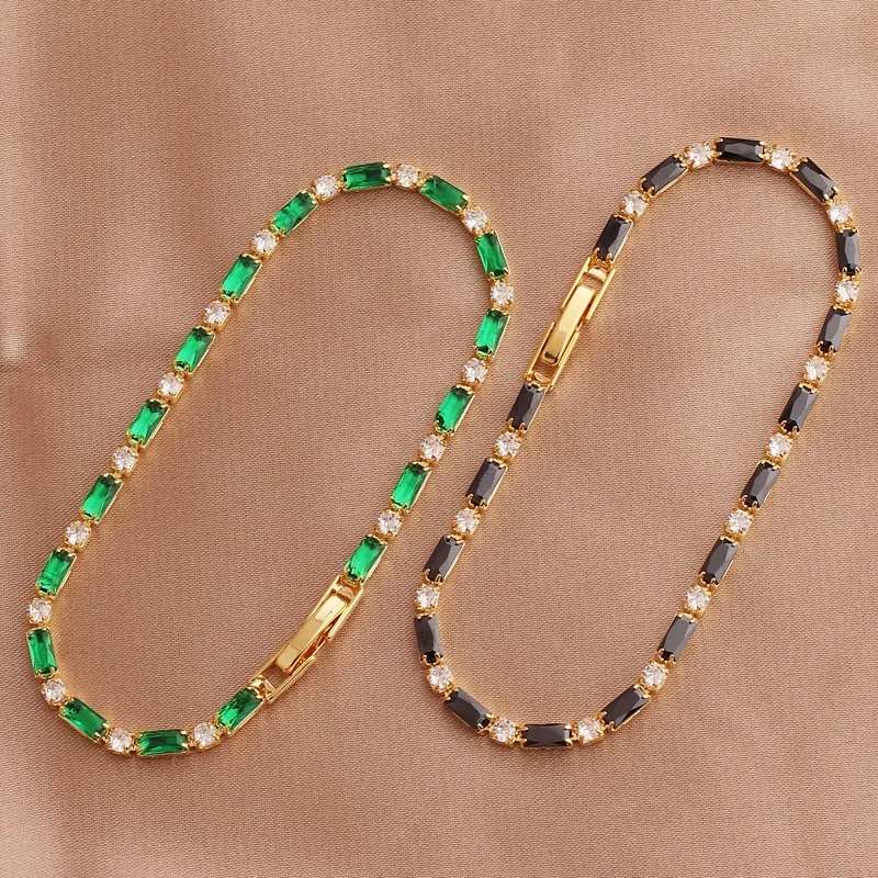 Luxury Tennis Rainbow CZ Chain Bracelet For Women Girls Wedding Zircon Iced Out Charm Hand Chain Ladies Party Fashion Jewelry