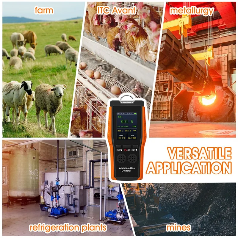 【VENDITA VELOCE】 Analisi quantitativa continua portatile Rilevatore di picco 9000B di tenuta del gas di ammoniaca 0-100 Ppm ricaricabile con schermo LCD