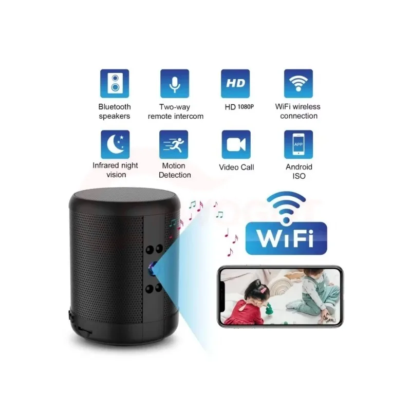 1080P HD Mini Wifi Camera Smart Home Buletooth Speaker Remote Monitor Small Camcorder IP/AP Night Vision Two-way Voice Espia Cam