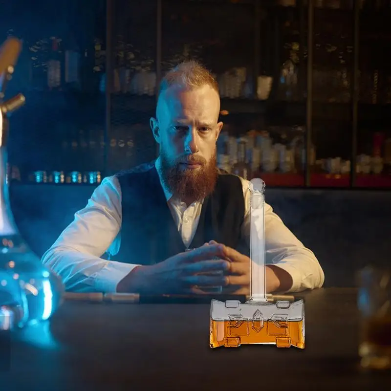 الويسكي الزجاج الدورق 400 مللي المطرقة ويسكي الدورق مع سدادة محكمة الغلق ثلاثية الأبعاد زجاجة الخمور لكوكتيل الكحول بوربون الفودكا