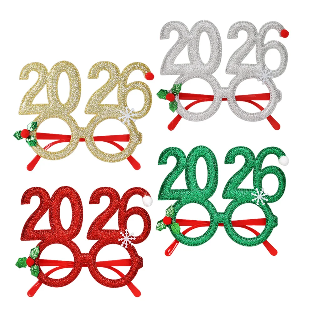 

4Pcs Christmas Snowflake Glasses Party Novelty Holiday Eyewear Photo Booth Props Glitter Sunglasses Funny Holiday Glasses Frames