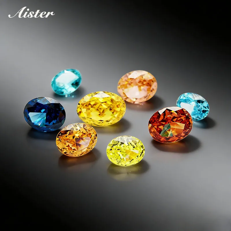 Top Colors Oval Crushed Ice Cut High Carbon Diamond Cubic Zirconia Gesstome 4K Cutting 5A Grade Quality CZ Lab Zircon Stones