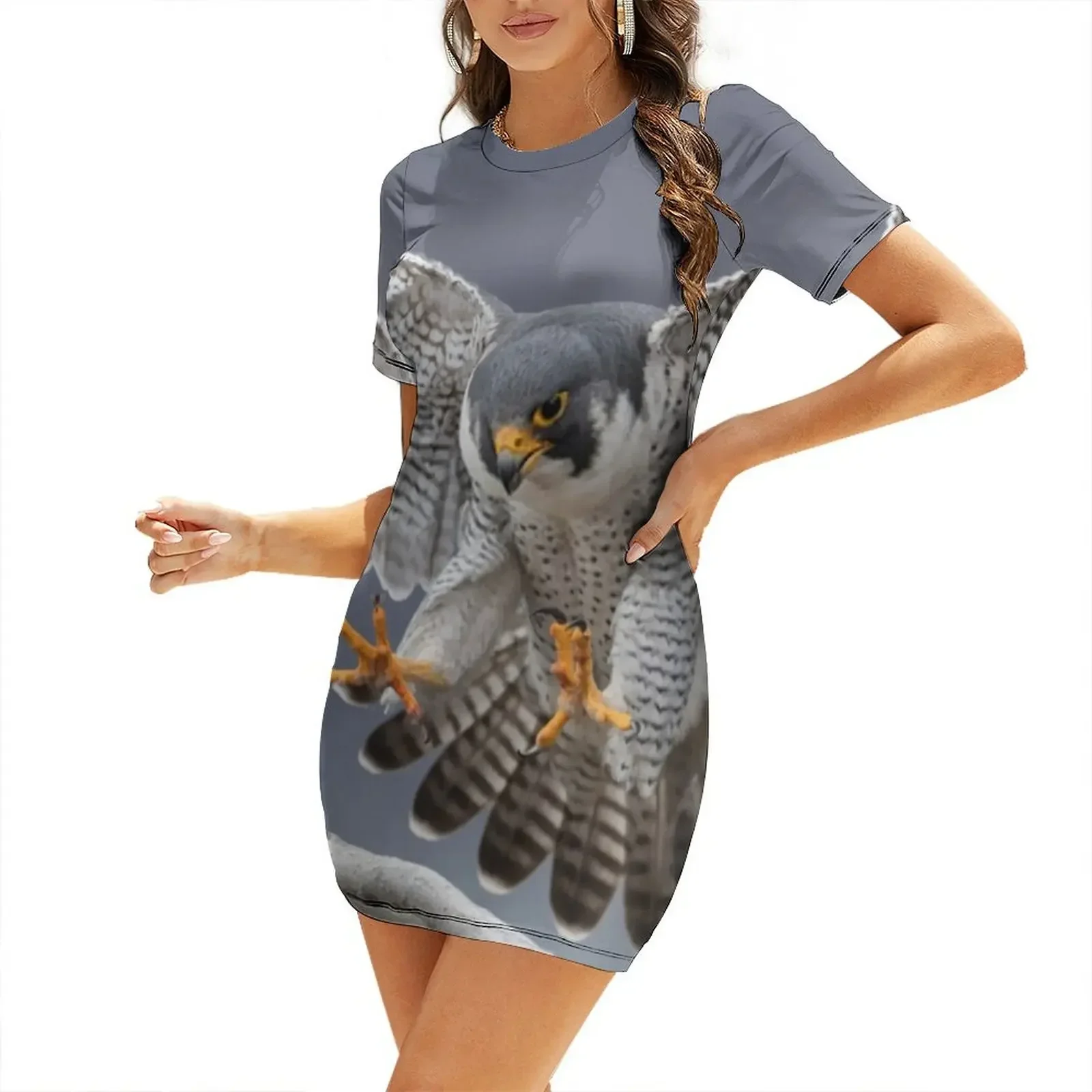 

Peregrine Falcon Short-Sleeved Dress birthday dress for women Party dresses Beachwear womens clothing