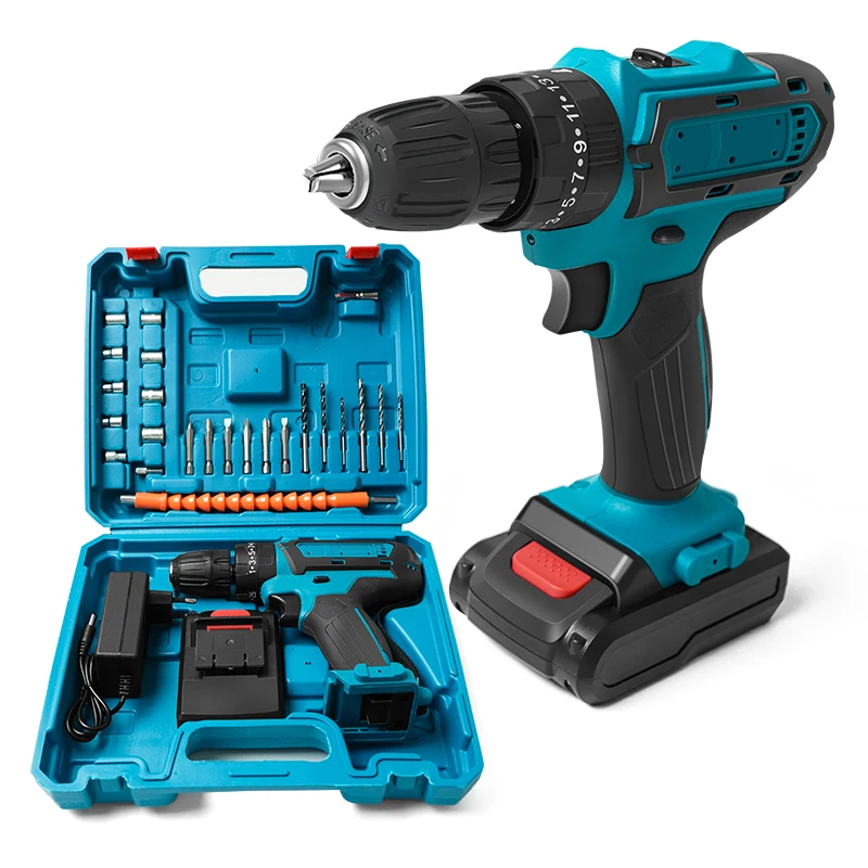 

Rechargeable Electric Hand Drill 21V Pistol Drill Electric Screwdriver Household Impact Hand Drill Tool Lithium Battery