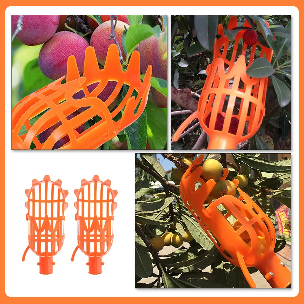 2Pcs Plastic Fruit Picker Basket Sturdy Reliable Work Saving Tool for Orchard Workers Home Gardeners Picking Peaches