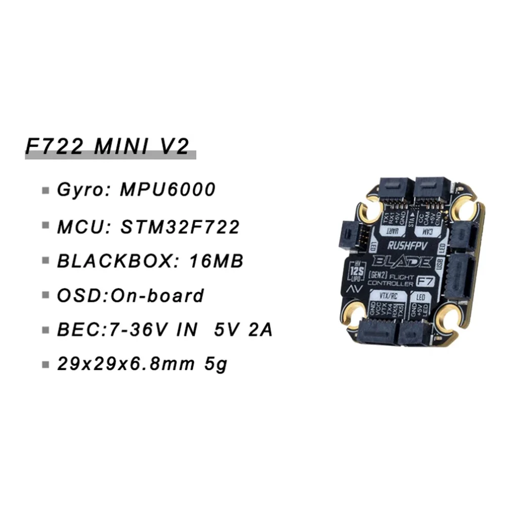 RUSHFPV RUSH BLADE F722 F7 MINI HD FPV Flight Controller MPU6000 Digital / Analog Device 3-6S 20X20mm for RC FPV Racing Drone