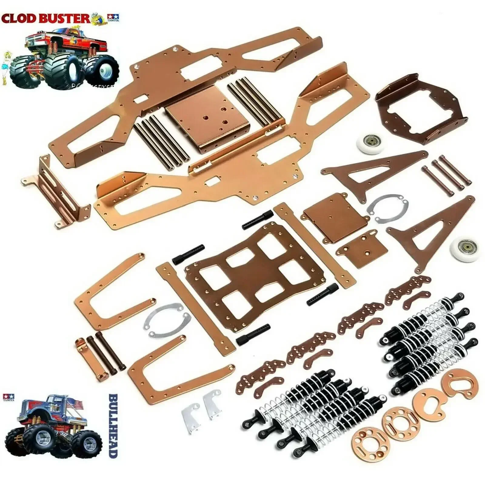 Alu Chassis/Bumper/Shock/Wheelie Bar for Tamiya Clodbuster/Bullhead Option Parts