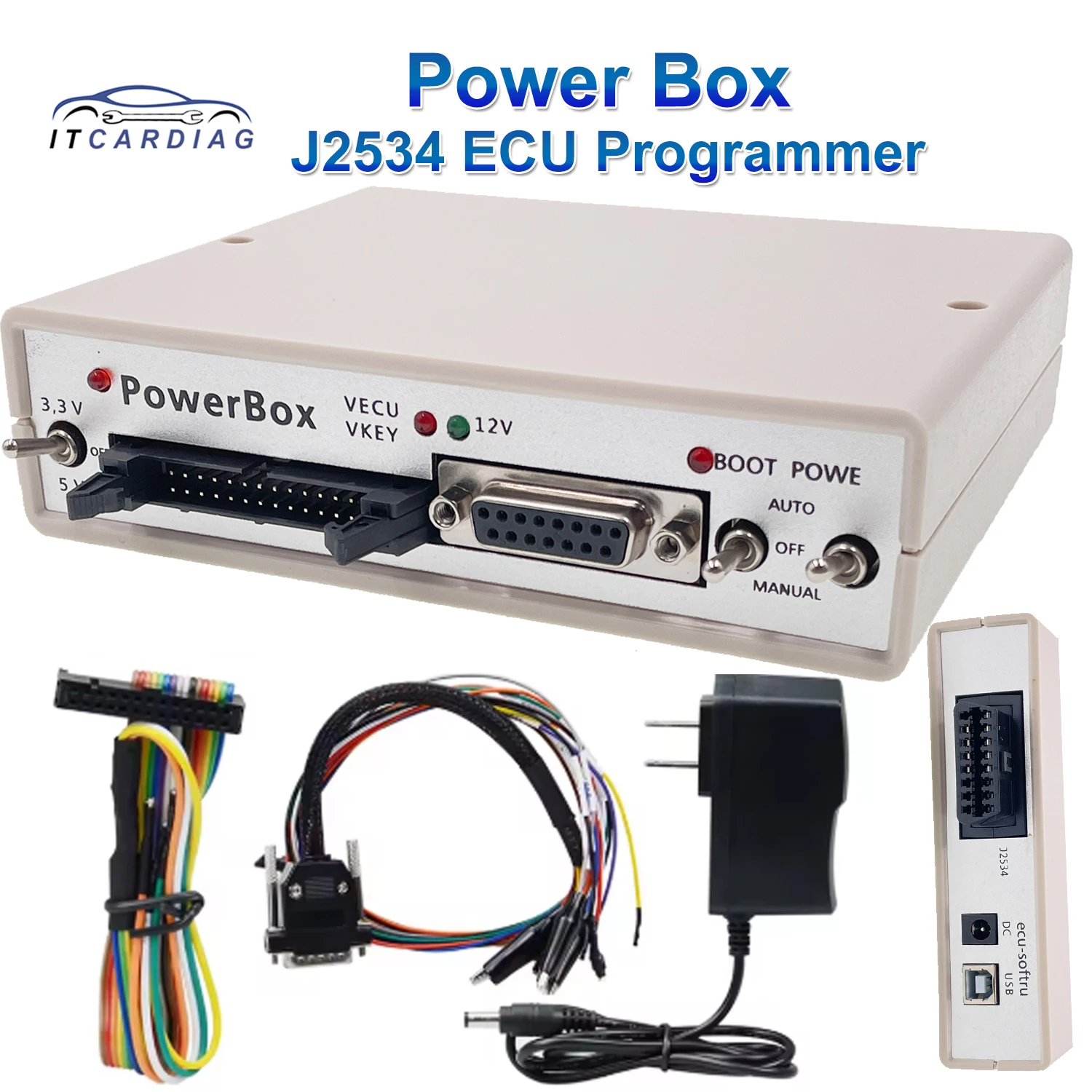 Hot Sell J2534 PowerBox PCM Flash J-TAG Via J2534 Power Box Work with Openport J2534 OBD ECU Programmer JTAG PowerBox Connectors
