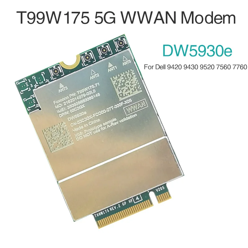 T99w175 dw5930e x55 5gモジュールdp/n 03c3gx wwanカードm.2 ngff for dellラップトップ,精度7760 7560 9420 9430 9520 2in 1