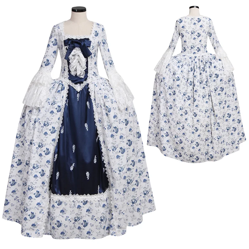 

1790s Women's Victorian Rococo Dress Inspiration Maiden Costume Classic Rococo Floral Dress Halloween Dress