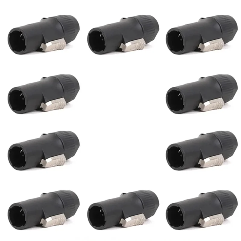 Premium-10Pcs NAC3FX-W NAC3MX-W 3Pins True Locking Connector Plug Jack PA66 Material IP65 Grade Waterproof 10 Male Plugs