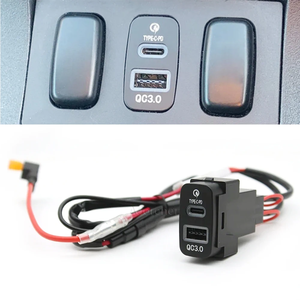 Quick Car Charger TYPE-C PD USB Interface Socket 12V/24V Use for Mitsubishi Pajero LANCER EX Outlander