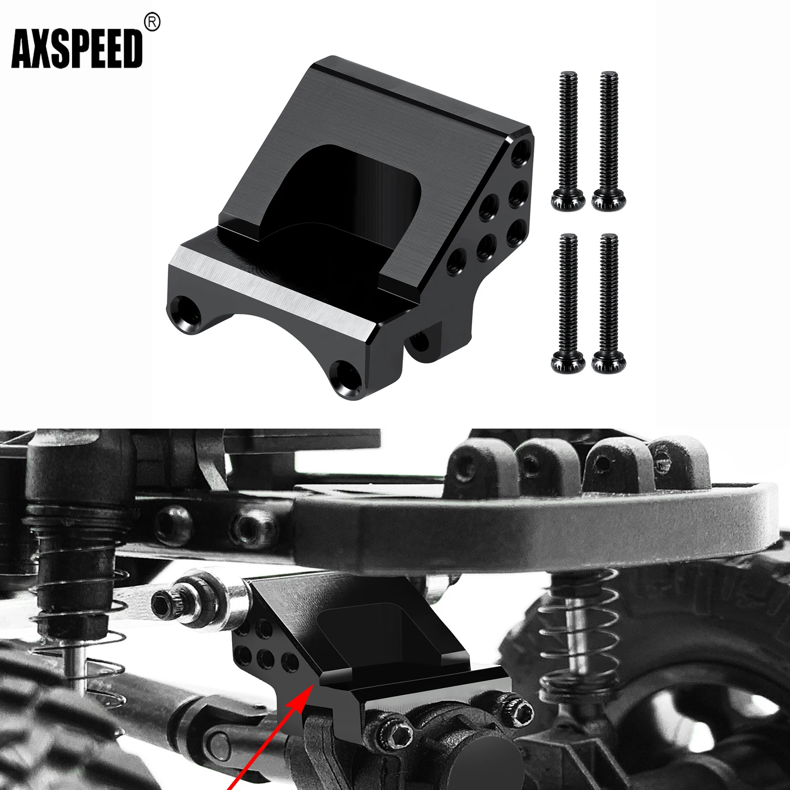 AXSPEED Adjustable Height  Aluminum Alloy Rear Axle Upper Link Mount For 1/24 RC Crawler Axial SCX24 Car Upgrade Parts