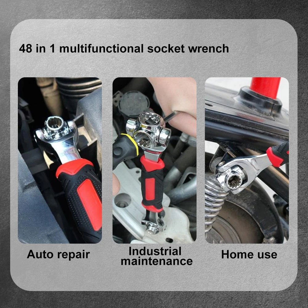 Socket Works Tiger Wrench Multipurpose Rotation Hand Tools 360 Degree Universal 48 in 1 Tools Ratchet Spline Bolts Sleeve