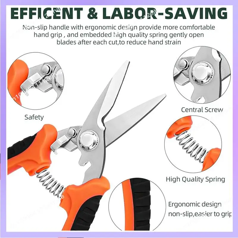 N83R 3 Pack Garden Pruning Shears, Stainless Steel Garden Shears, Gardening Shears, Gardening Scissors, Garden Scissors Easy To