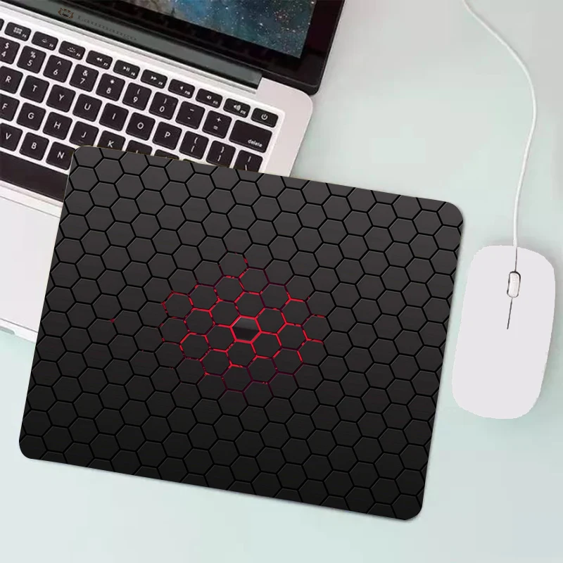 Black Honeycomb Shaped Data Pattern Mouse Pad Glass Without Locking Edges Mouse Pad Computer Mouse Mat Laptop Deskmat PC
