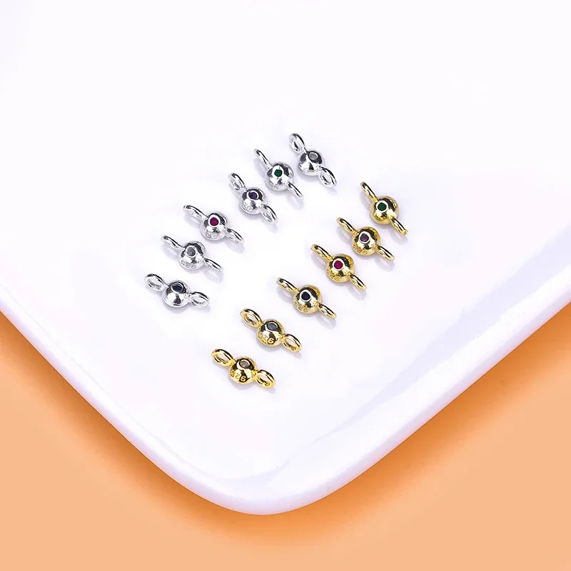 925 sterling silver jewelry accessories double circle small color drill zircon Round Pendant hand DIY Beaded material