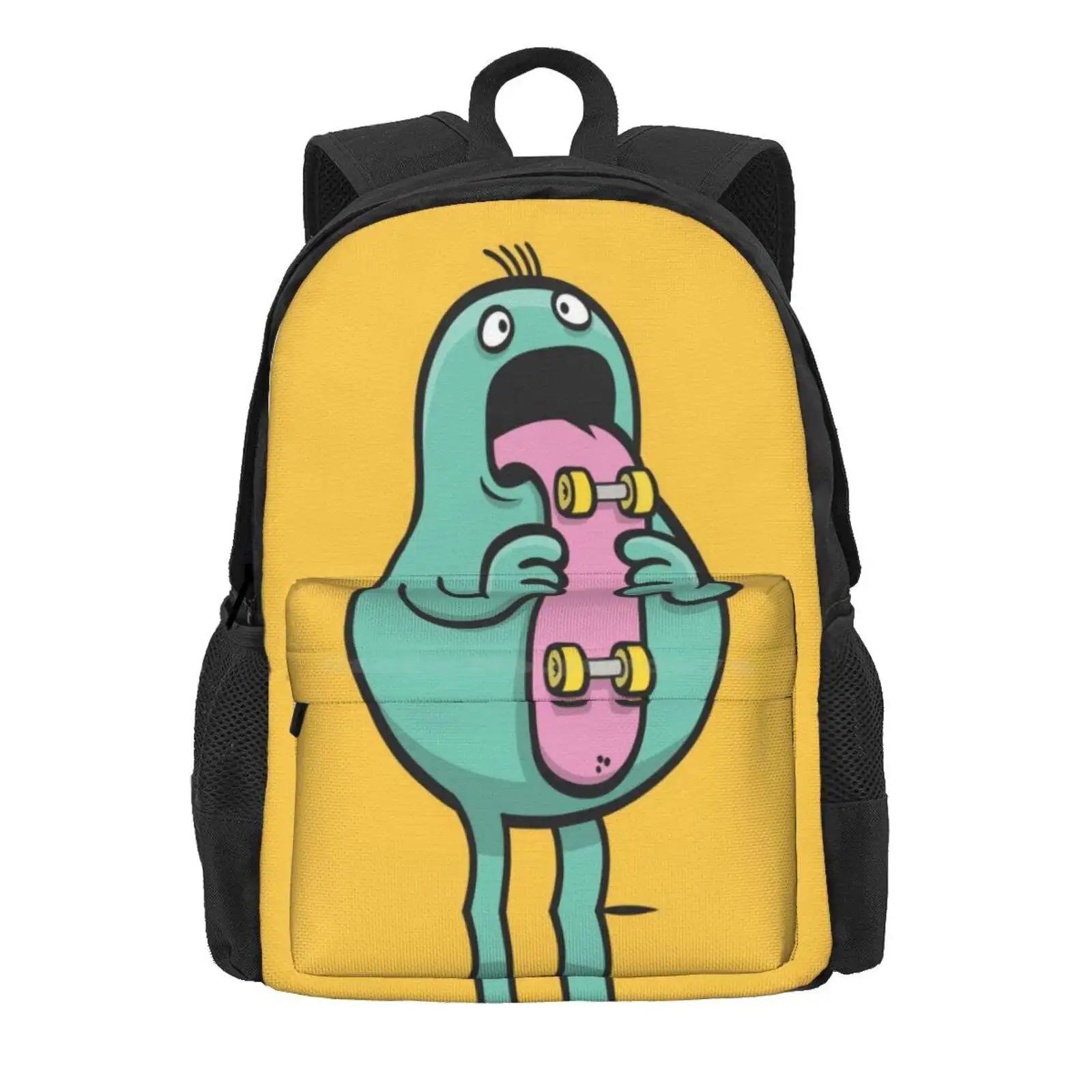 Skate Language Hot Sale Schoolbag Backpack Fashion Bags Language Skateboard Humor Skater Cartoon Monster