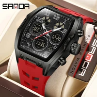 Relojes con pantalla Dual para hombre, reloj de pulsera con banda de silicona militar de lujo de la mejor marca 2025, reloj de pulsera Digital deportivo para hombre
