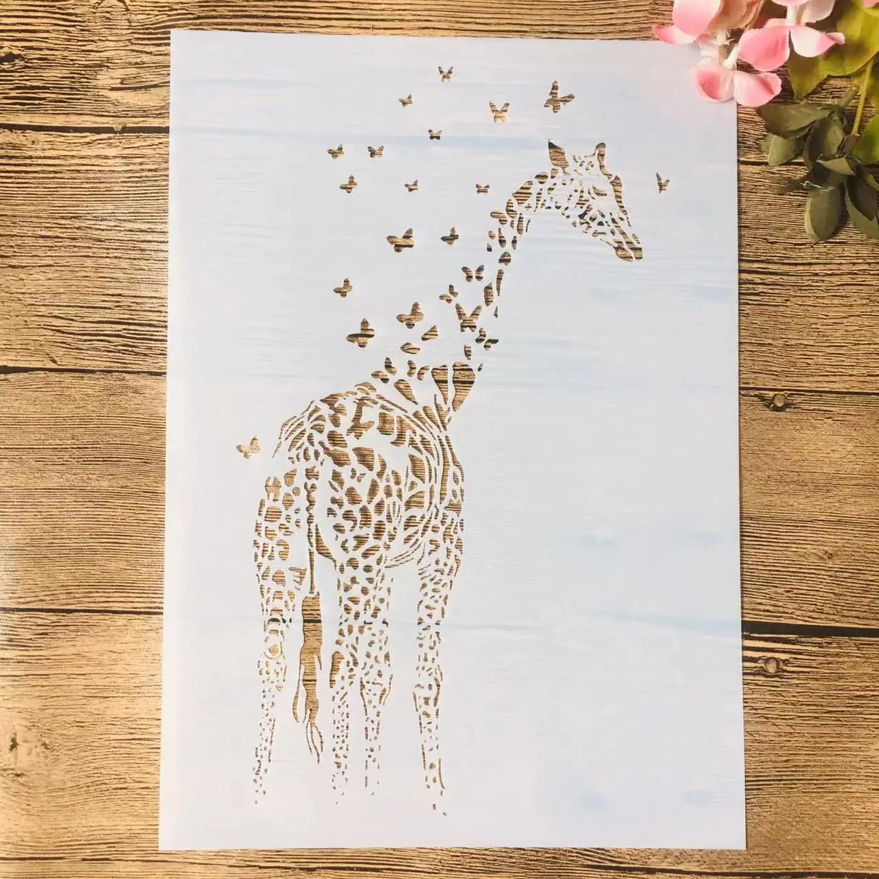 A4 29cm Butterflies Giraffe DIY Layering Stencils Wall Painting Scrapbook Coloring Embossing Album Decorative Template