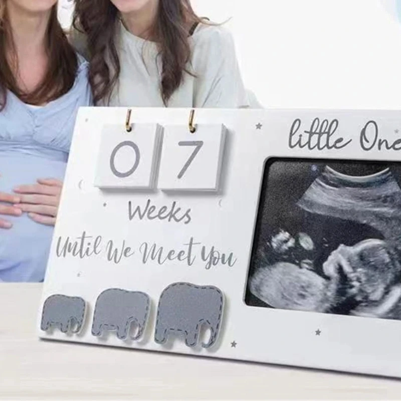 Sonogram Picture Frame, Ultrasound Photo Frame with Baby Countdown Weeks Baby Announcement Nursery Decor Gift for Pregnant Women