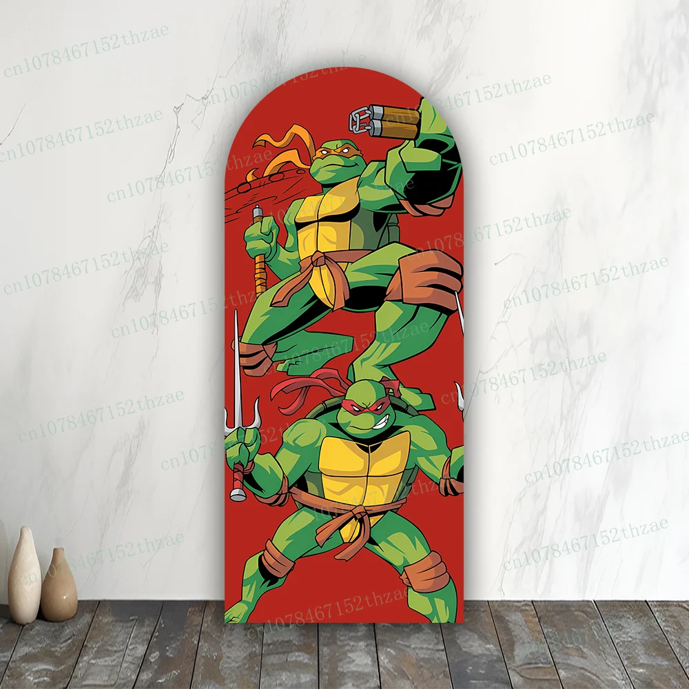 Toile de fond de photo de tortues ninja mutantes pour adolescents, toile de fond de photographie d'arc, fête d'anniversaire, baby shower