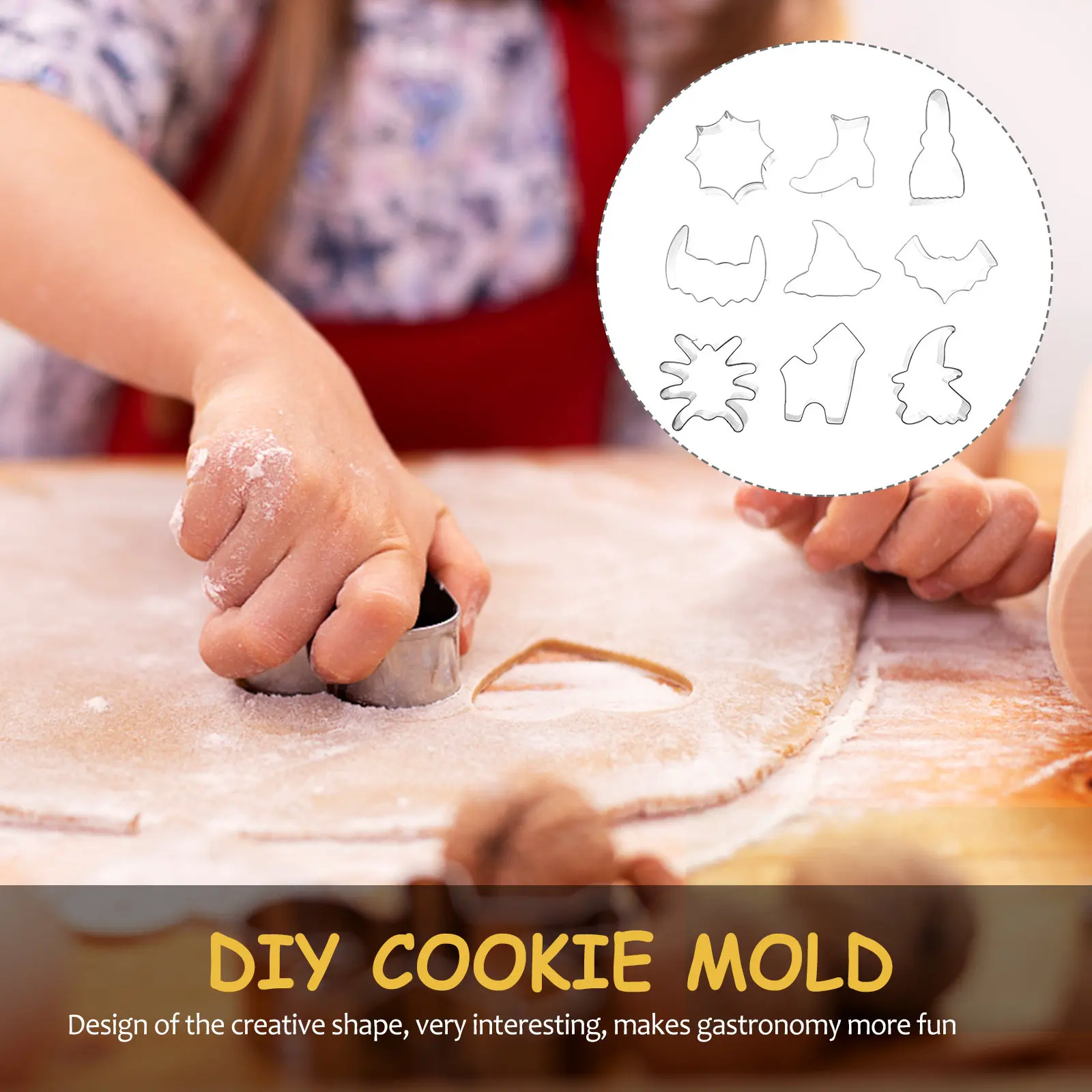 

9Pcs Cookie Cutter Molds Stainless Steel Creative Halloween Theme Biscuit DIY Tools Cake Baking Molds Candy Jelly DIY Shape Mold