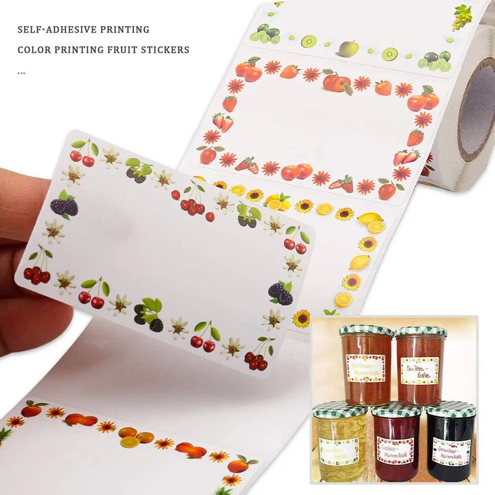 250Pcs/Roll Fruit Border Classification Stickers - Large Bottle Seasoning Labels, Adhesive Kitchen Decor